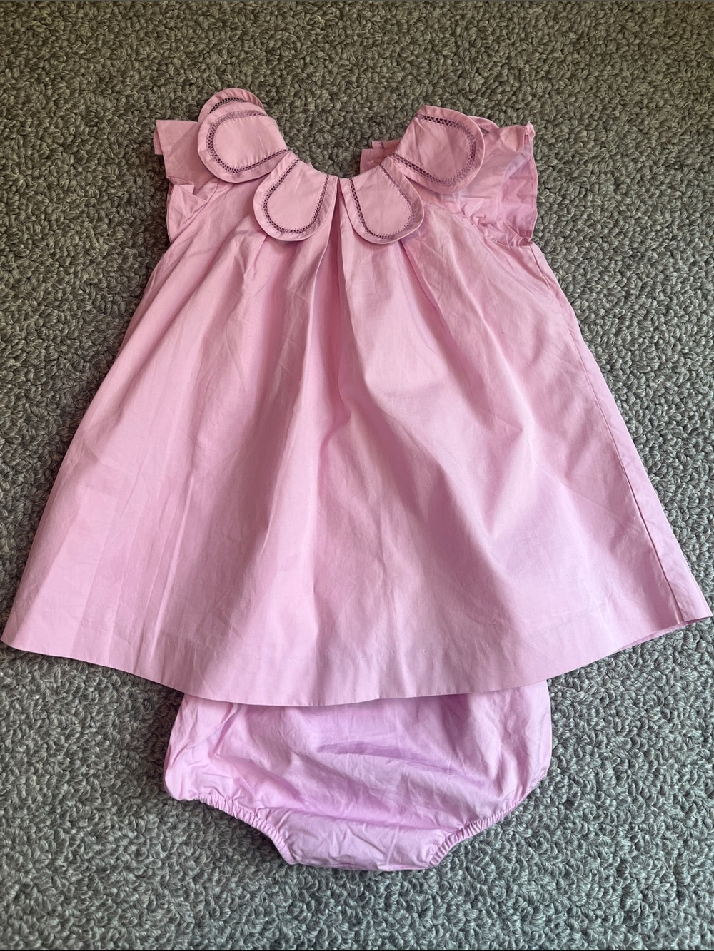 JACADI Pink Baby Dress with Matching Bloomers